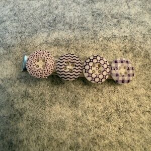 Antique Purple Patterned Button Hair Clip